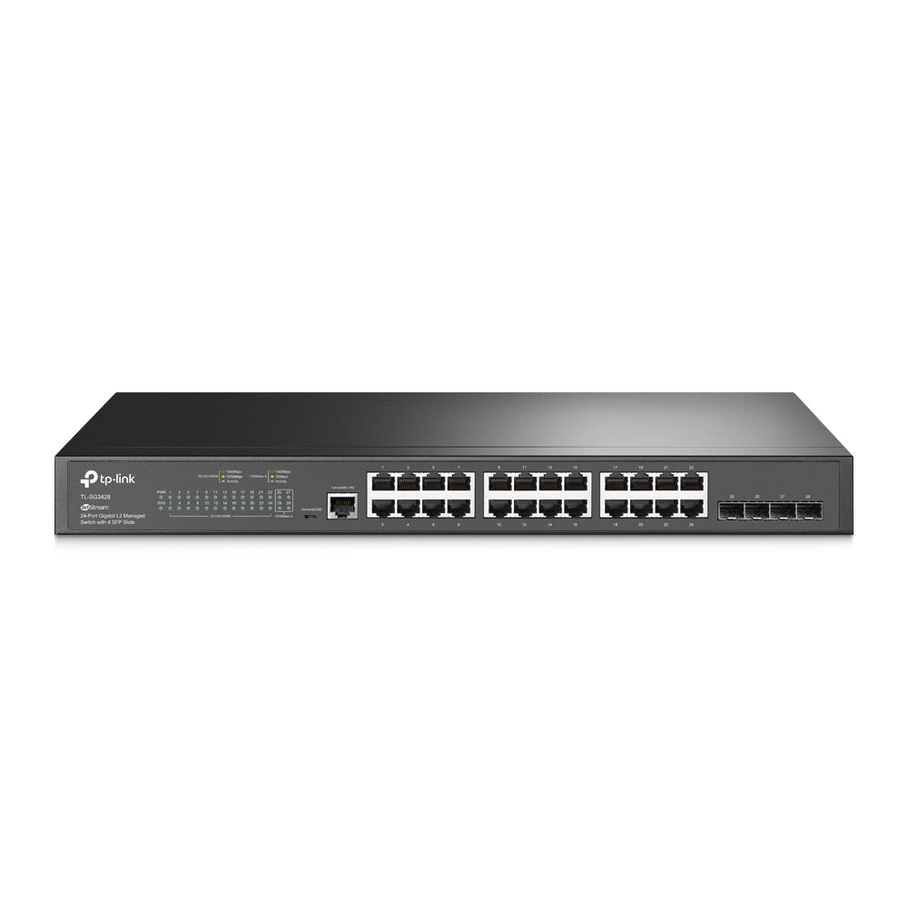 TPLink-SG3428 JetStream 24-Port Gigabit L2 Managed Switch with 4 SFP Slots - MojoTech