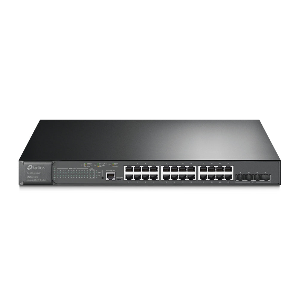 TPLink SG3428XMP JetStream 24-Port Gigabit and 4-Port 10GE SFP+ L2+ Managed Switch with 24-Port PoE+ (Newer Version Available: SG3428XMP ) - MojoTech