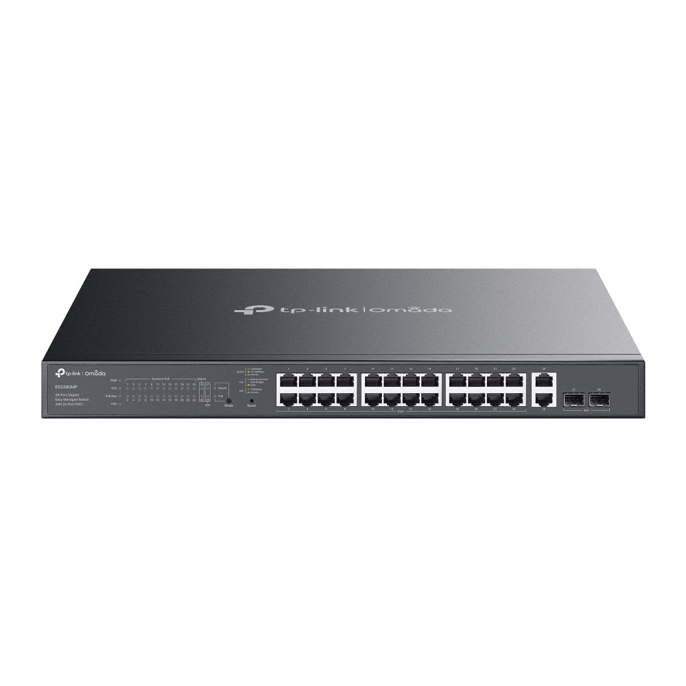 TPLink ES228GMP Omada 28-Port Gigabit Easy Managed Switch with 24-Port PoE+ - MojoTech