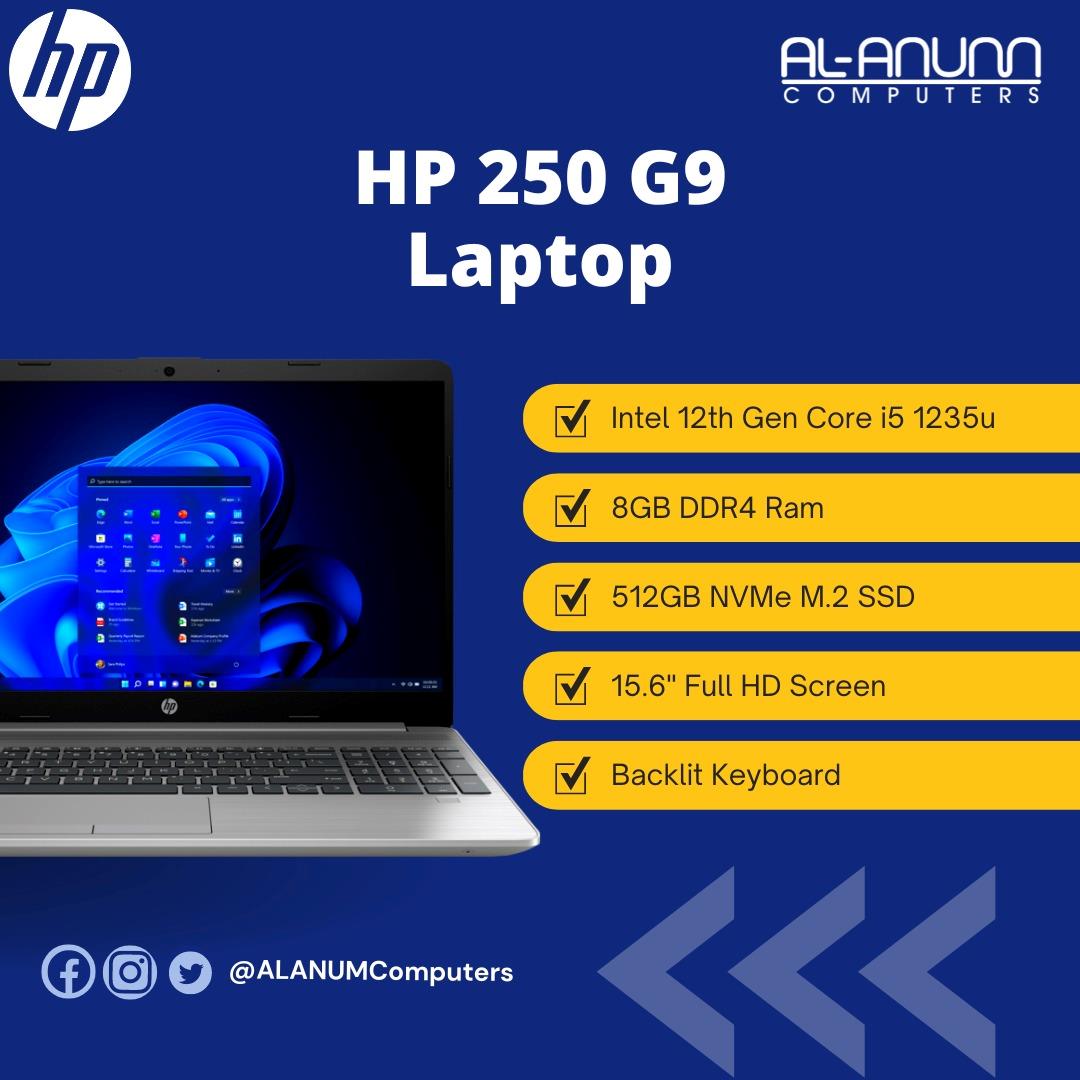 HP Notebook 250 G9, Ci5 12TH, 8Gb, 512GB SSD, 15.6" FHD, BL-K, Dos, Silver - MojoTech