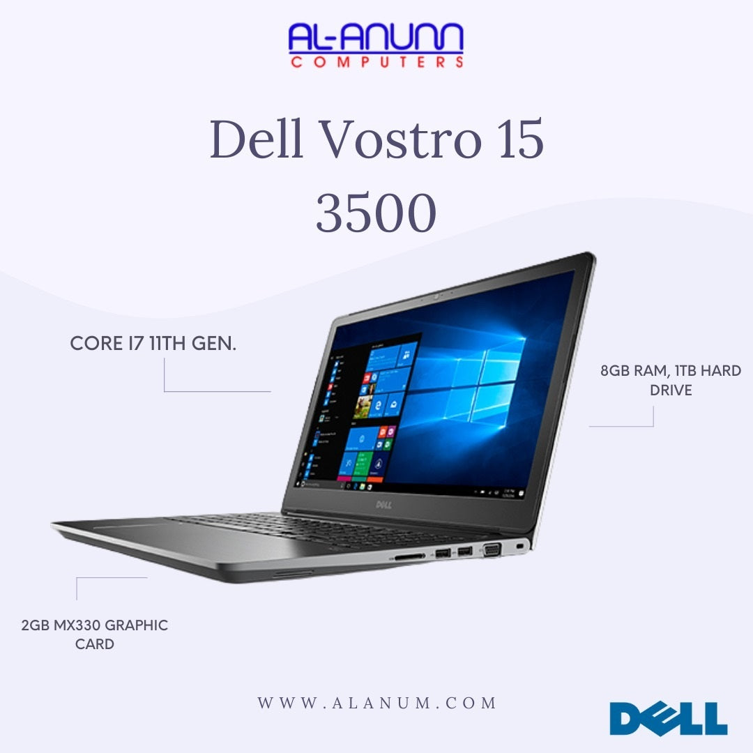 Dell Vostro 15 3500, Ci7 11TH, 8GB, 1TB, 2GB MX330, 15.6" FHD, DOS - Black - MojoTech
