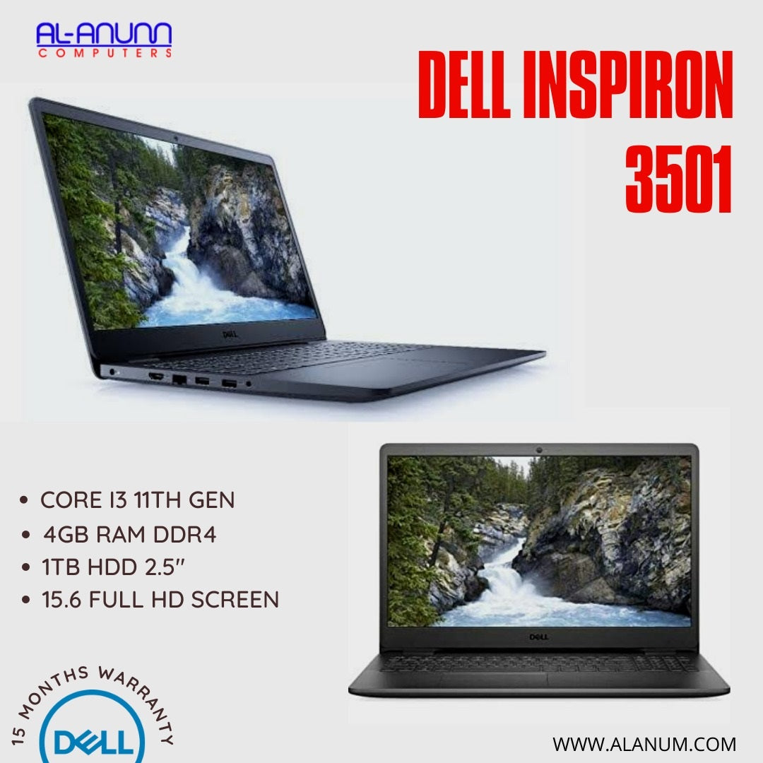 Dell Inspiron 3501, Ci3 11TH, 4GB, 1TB, 15.6" FHD, DOS Black (LOCAL) - MojoTech