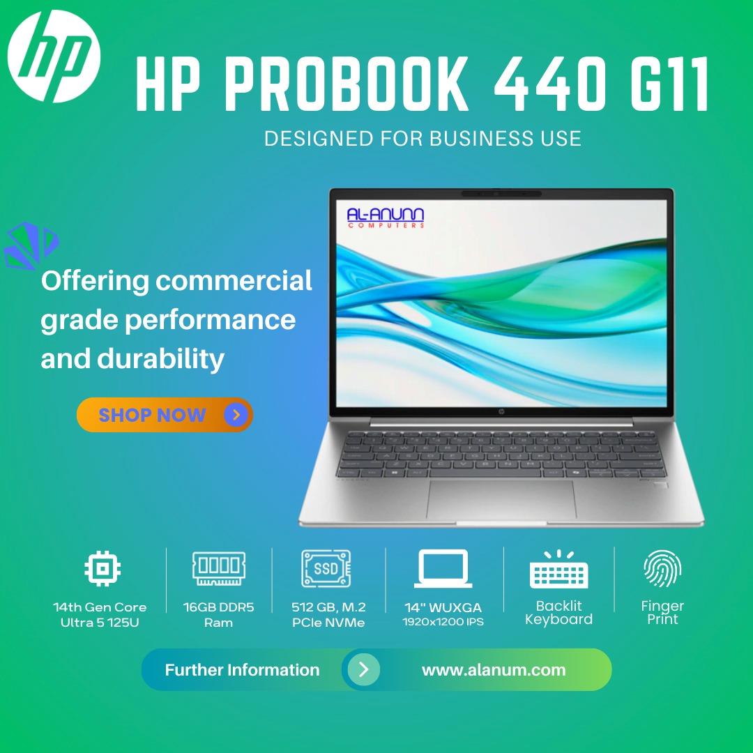 HP ProBook 440 G11 - Core 5 14th Gen Ultra 125U, 16GB RAM, 512GB SSD, 14" WUXGA IPS Touch, Fingerprint Reader, Black, W11 - MojoTech