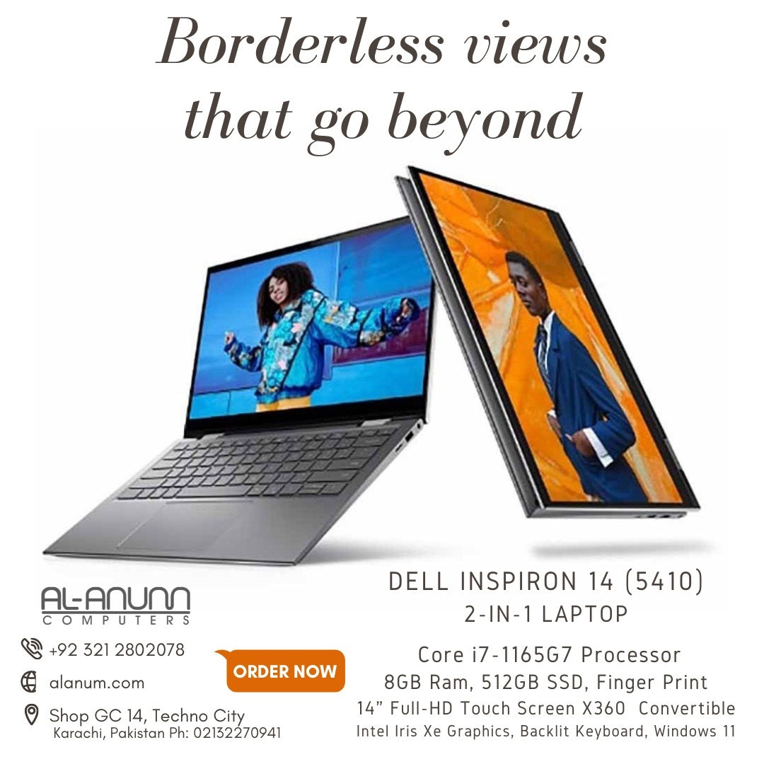 Dell Inspiron 5410 2 in 1, CI7 11TH, 8GB, 512GB SSD, 14" FHD Touch X360, FPR, BL-K, W11, Silver - MojoTech