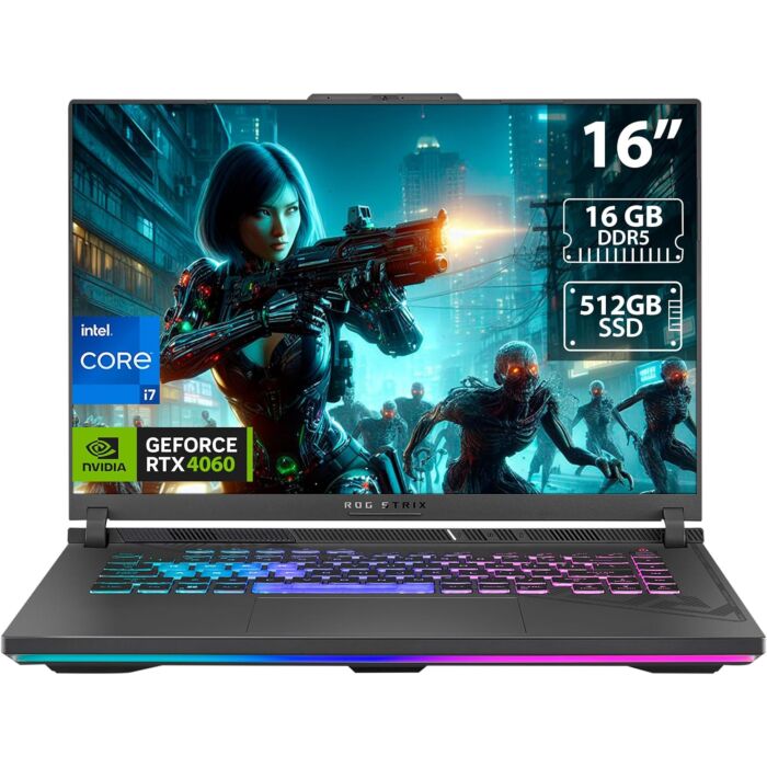 ASUS ROG STRIX G614JV-AS73 G16 GAMING, Ci7 13TH GEN 13650HX, 16GB, 512GB SSD, 16" FHD IPS 165Hz, RTX 4060 8GB, BL-KB, W11, Eclipse Gray