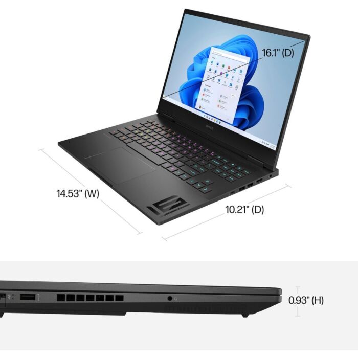 HP OMEN 16 WD0063DX - Ci7 3620H 13th, 16GB, 1TB SSD, NVIDIA GeForce RTX 4050 6GB GDDR6, 16.1" FHD IPS 144Hz, RGB Backlit, Windows 11 Home, (Shadow Black)