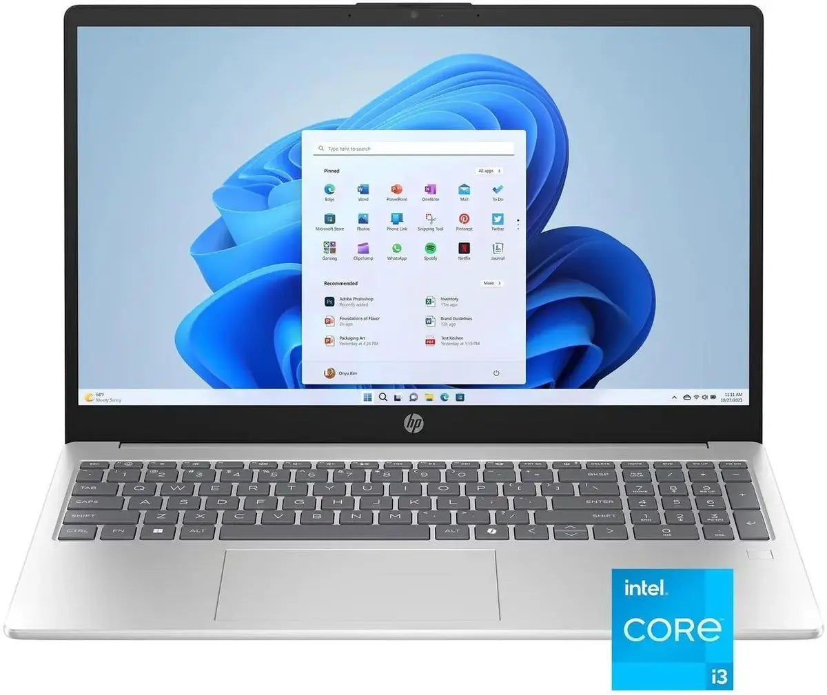 HP 15-FD0133WM Laptop Intel Core i3-N305, 8GB DDR4, 256GB SSD, 15.6" FHD IPS, Fingerprint Reader, Windows 11 Home, Natural Silver