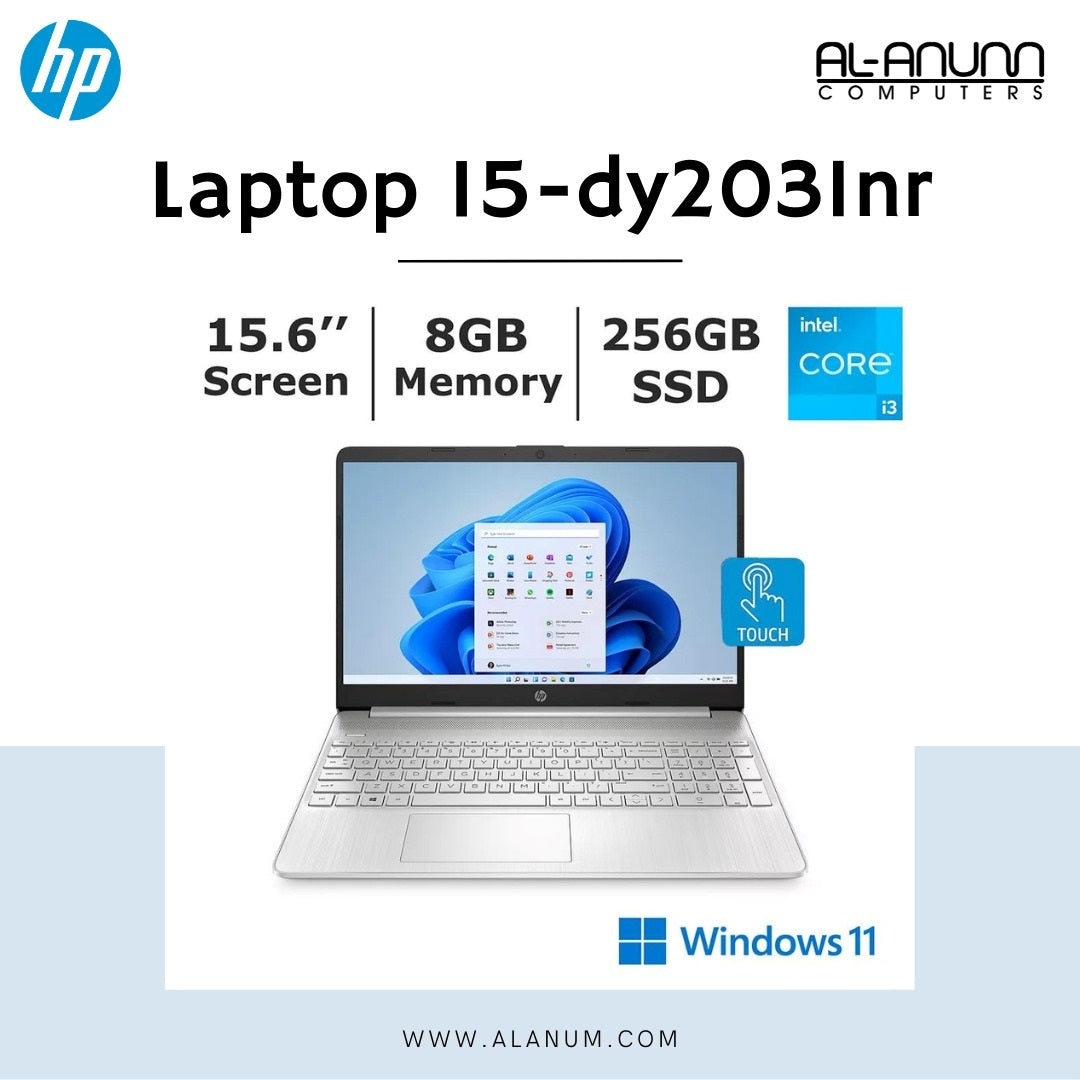 HP Notebook 15 dy2031nr,Ci3 11Th, 8GB, 256SSD, 15.6" HD TOUCH, W11 - Silver - MojoTech