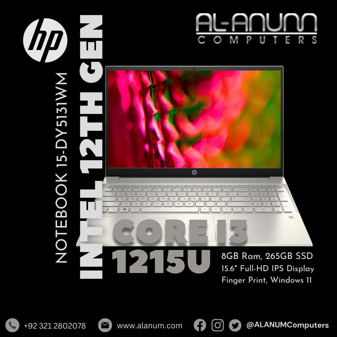 HP Notebook 15-DY5131WM, Ci3 12TH, 8Gb, 256GB SSD, 15.6" FHD IPS, FPR, W11, Silver - MojoTech