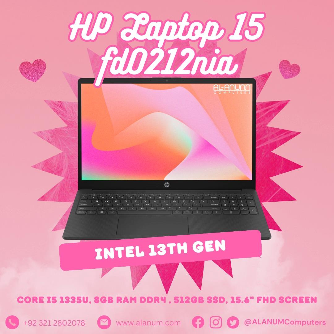 HP Notebook 15-fd0212nia, Ci5 13TH, 8Gb, 512GB SSD, 15.6" FHD, Dos, Black - MojoTech