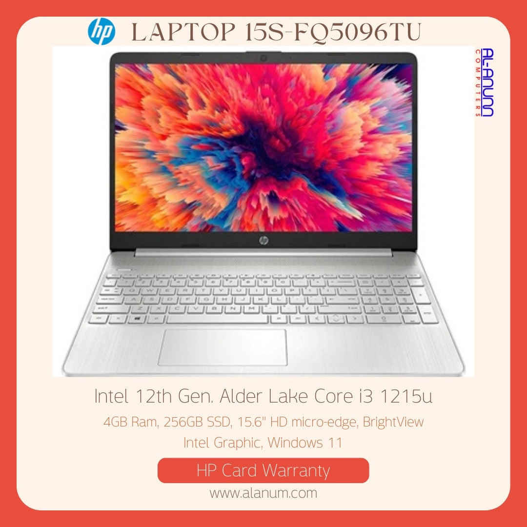 HP Notebook 15s-FQ5096TU, Ci3 12TH, 4Gb, 256GB SSD, 15.6" HD, W11, Silver ( 1 Year Local ) - MojoTech