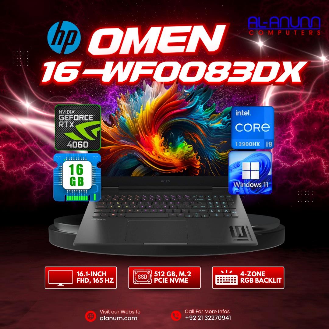 HP OMEN 16-wf0083DX - Ci9 13900HX 13th, 16GB DDR5, 1TB SSD, NVIDIA GeForce RTX 4060 8GB GDDR6, 16.1" FHD IPS 165Hz, BL-K, W11, Black - MojoTech