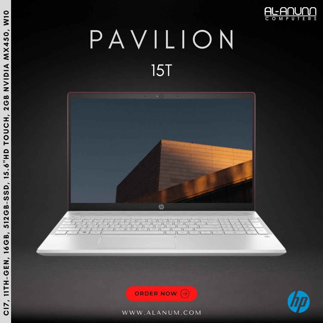 HP Pavilion - 15T-EG000, Ci7 11TH, 16Gb, 512GB SSD, 2GB GPU, 15.6" FHD, Touch Screen, BL-K, B&O, W10 - MojoTech