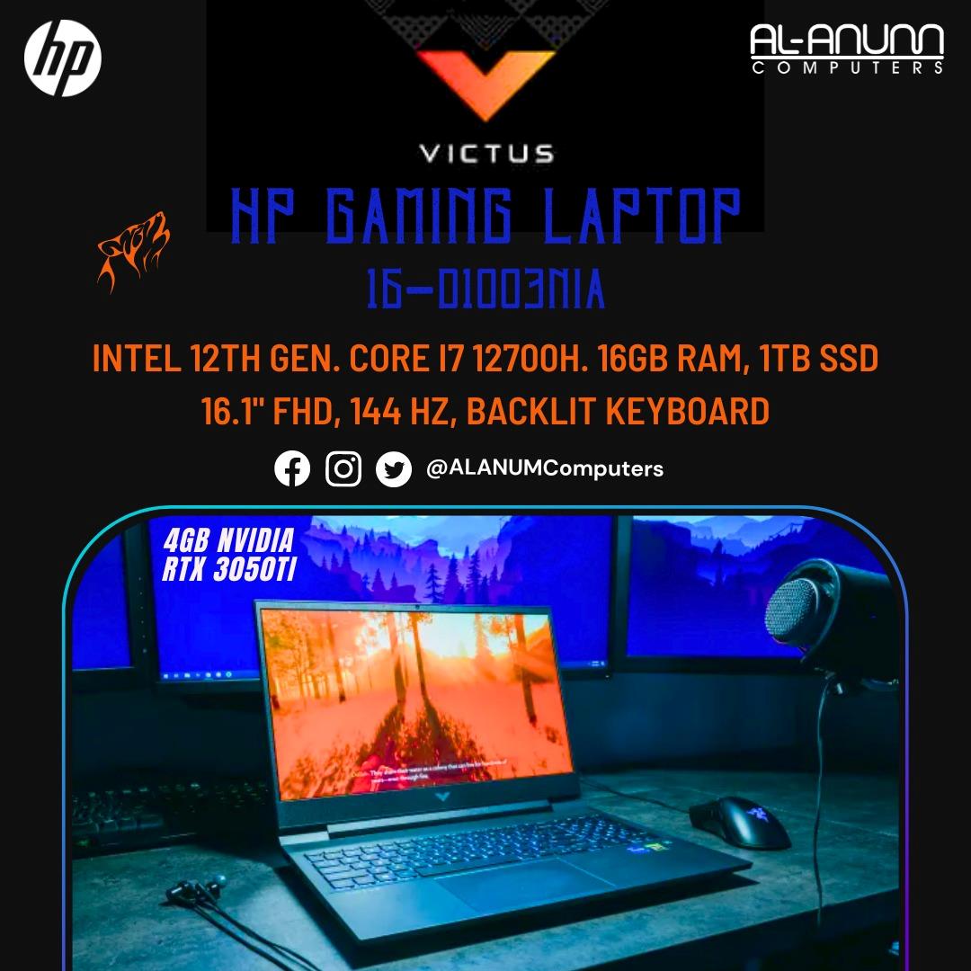 Hp Victus Gaming Laptop 16-d1003nia, Ci7 12TH, 16Gb, 1TB SSD, 3050Ti RTX-4Gb, BL-K, 16.1 FHD, 144Hz, Dos, Mica Silver - MojoTech