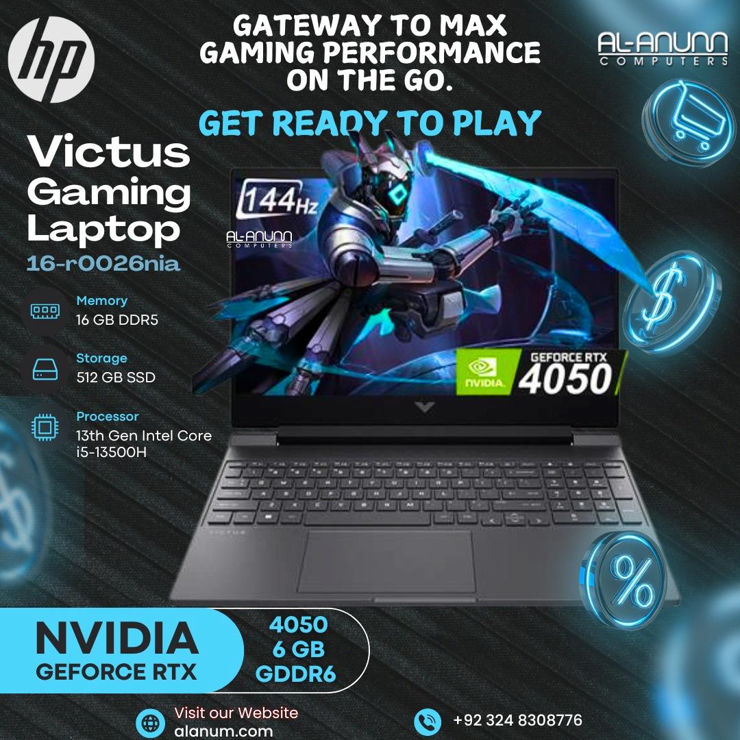 HP Victus Gaming Laptop 16-r0026nia – 13th Gen Intel Core i5-13500H, 16GB RAM, 512GB SSD, NVIDIA RTX 4050 6GB, 16.1" FHD 144Hz Display, Backlit Keyboard, DOS – Blue - MojoTech