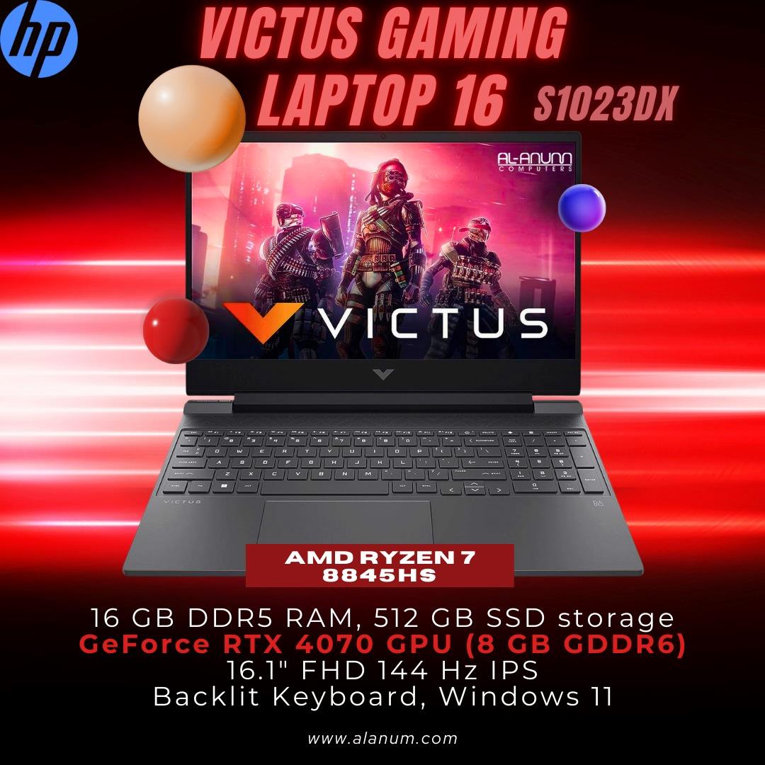 HP Victus 16-S1023DX - AMD Ryzen 7 8845HS, 16GB DDR5 RAM, 512GB SSD, NVIDIA RTX 4070 8GB, 16.1" FHD 144Hz, Windows 11 - Mica Silver - MojoTech