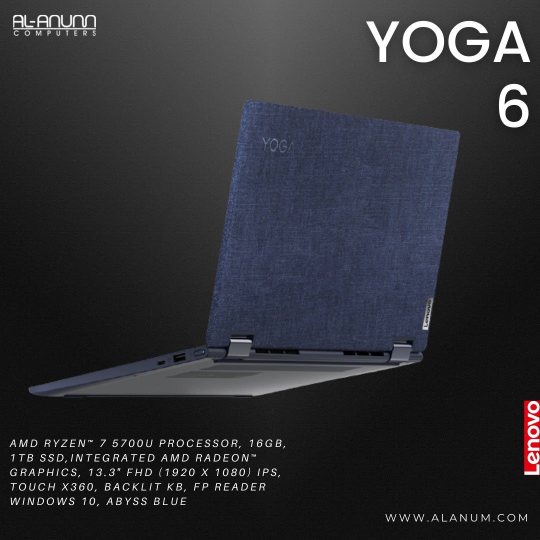 Lenovo Yoga 6 (13”) 2 in 1, X360, AMD Ryzen 7, 16GB, 1TB SSD, 13.3 FHD X360, BL-Key, FPR, W10. Abyss Blue - MojoTech