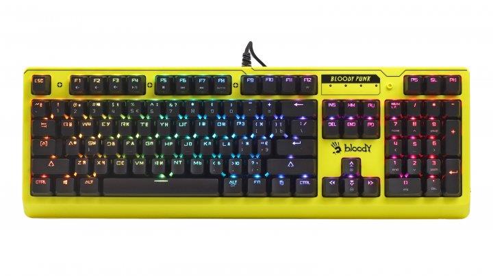A4 Tech Bloody B810RC PUNK YELLOW Blue Switch Full Mechanical Keyboard - MojoTech