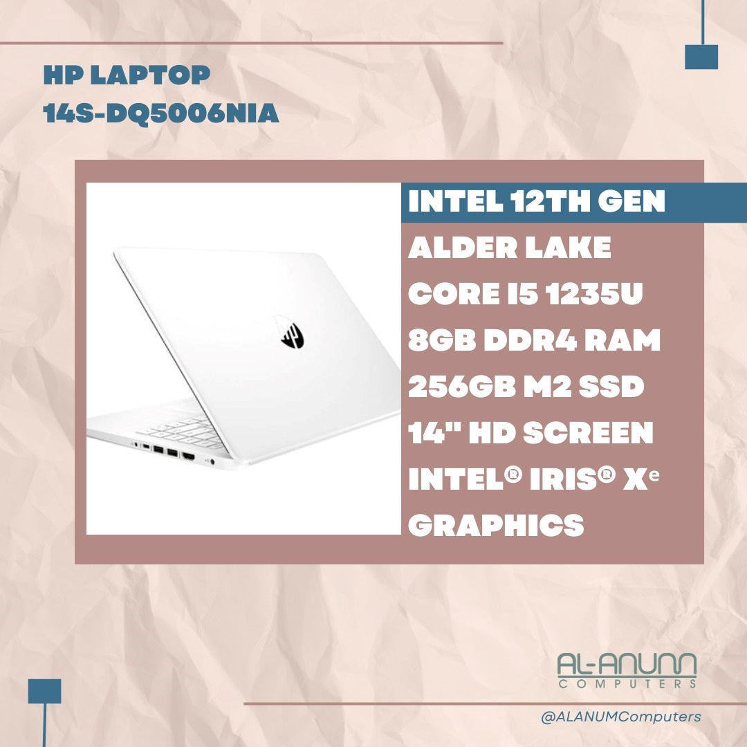 HP Notebook 14s-dq5006nia, Ci5 12TH, 8Gb, 256GB SSD, 14" HD, Dos, White - MojoTech