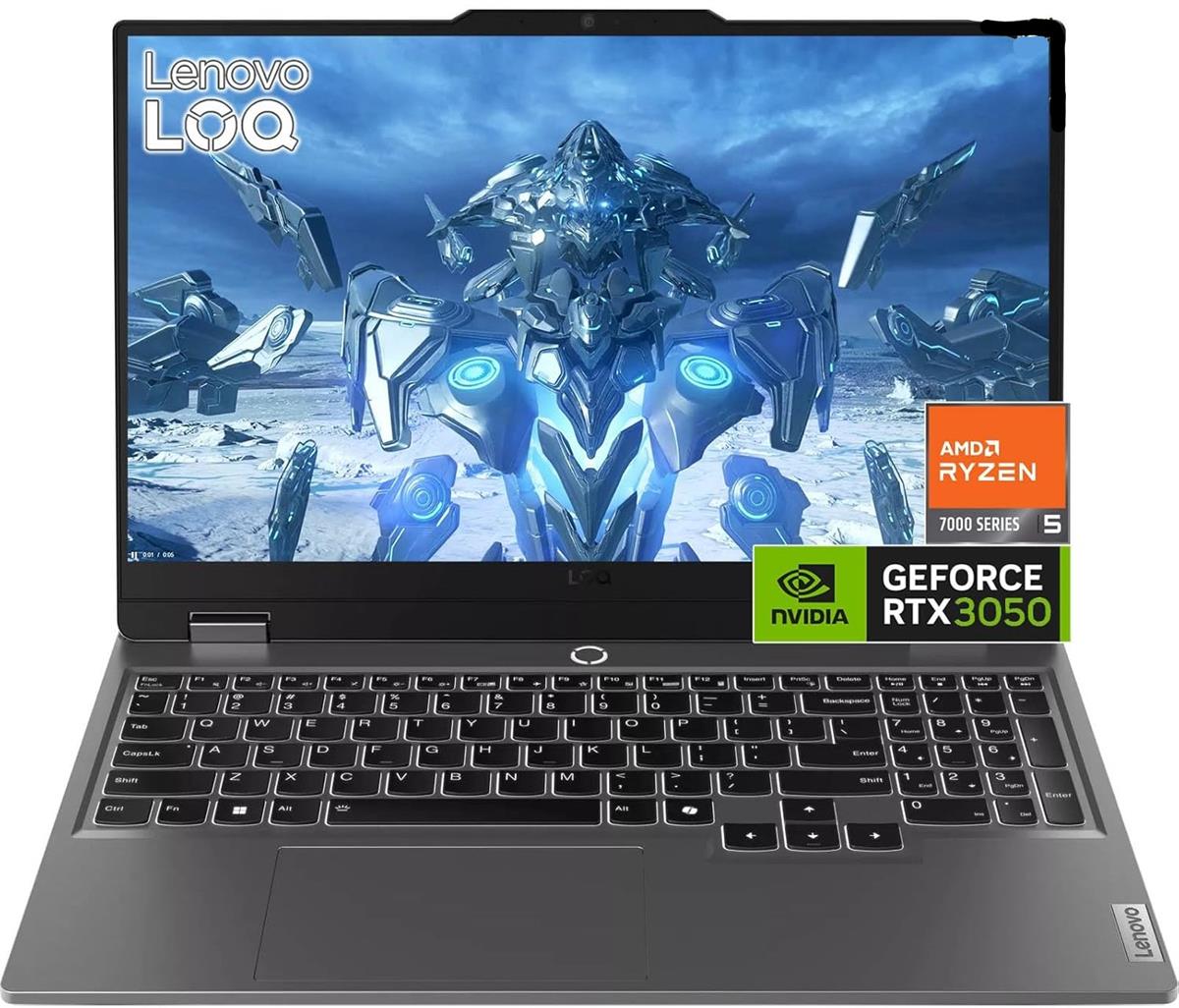Lenovo LOQ 15ARP9 - AMD Ryzen™ 5 7235HS, 12GB RAM, 512GB SSD, 15.6" FHD IPS 144Hz, NVIDIA GeForce RTX 3050 6GB, Backlit Keyboard, Windows 11, Luna Grey