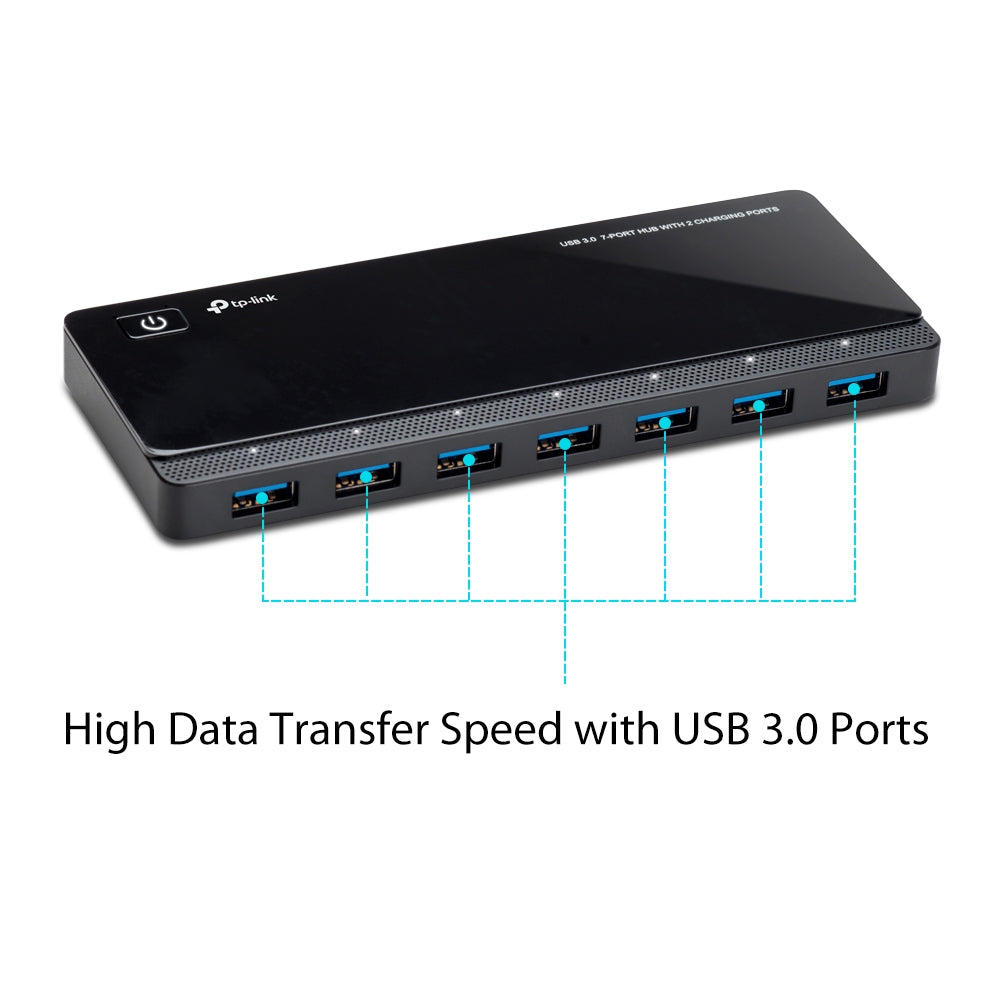 TP Link UH720 USB 3.0 7-Port Hub with 2 Charging Ports - MojoTech