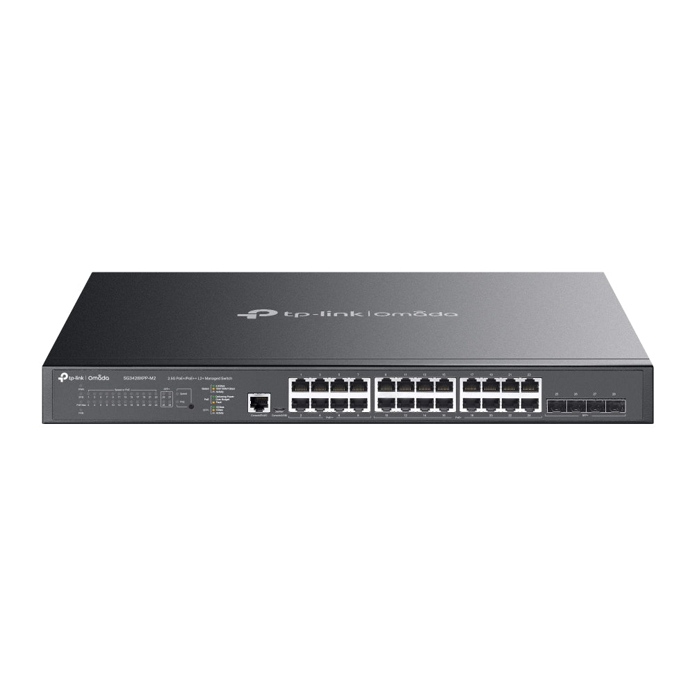 TPLink SG3428XPP-M2 Omada 24-Port 2.5GBASE-T and 4-Port 10GE SFP+ L2+ Managed Switch with 16-Port PoE+ & 8-Port PoE++ - MojoTech