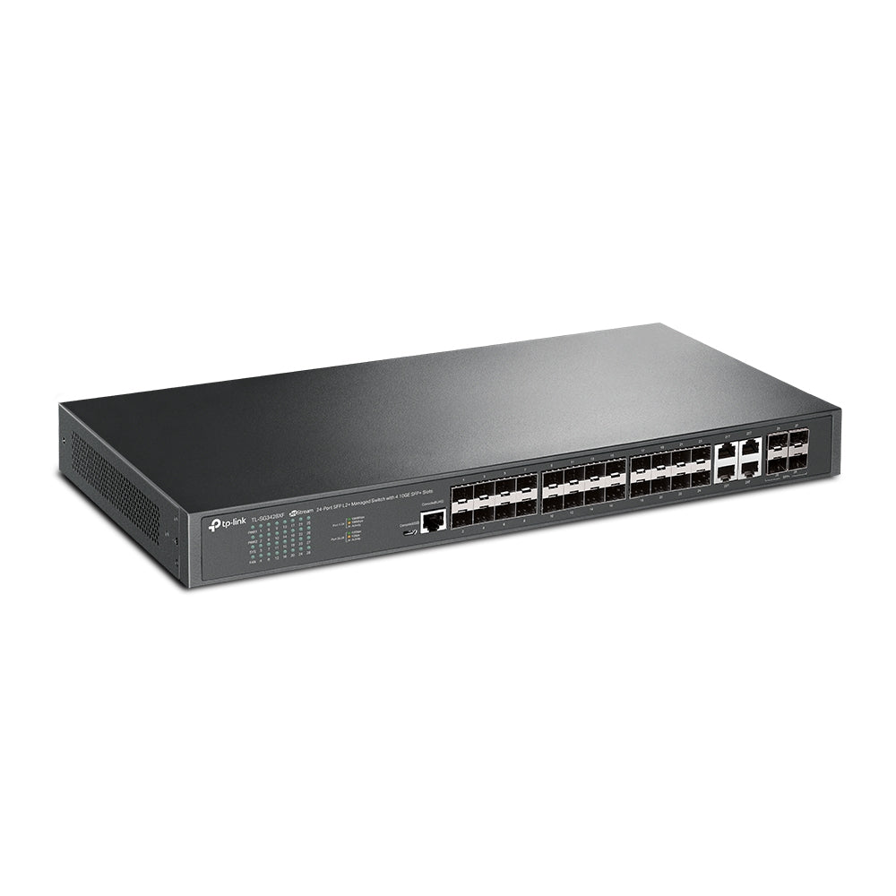 TPLink SG3428XF JetStream 24-Port SFP L2+ Managed Switch with 4 10GE SFP+ Slots - MojoTech