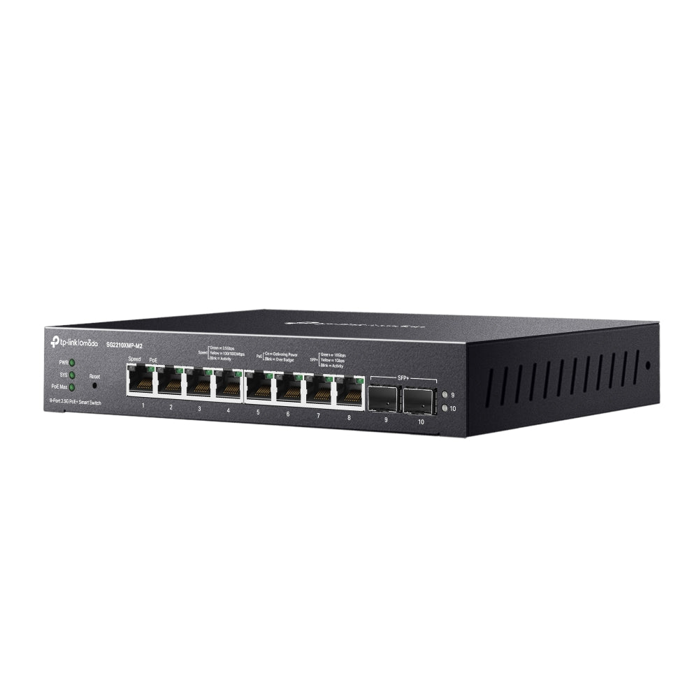 TPLink SG2210XMP-M2 Omada 8-Port 2.5GBASE-T and 2-Port 10GE SFP+ Smart Switch with 8-Port PoE+ - MojoTech