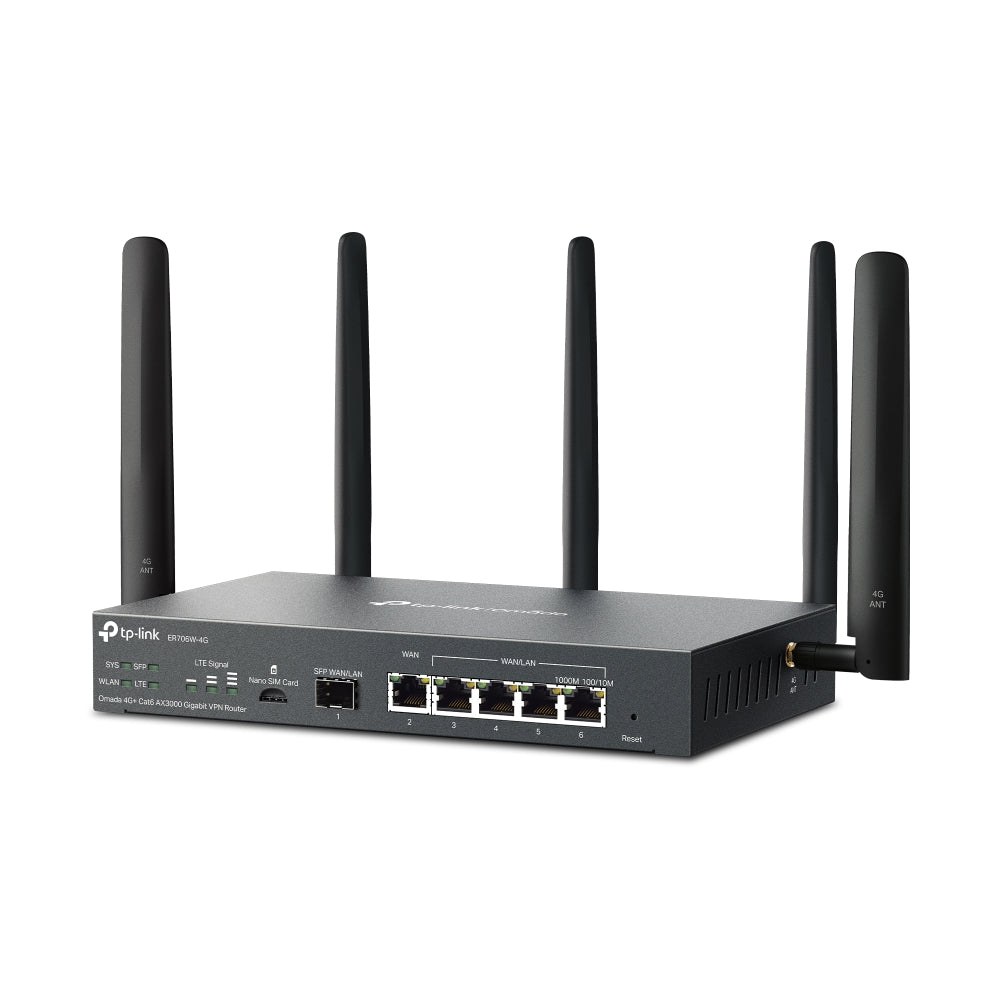 TPLink ER706W-4G Omada 4G+ Cat6 AX3000 Gigabit VPN Router - MojoTech