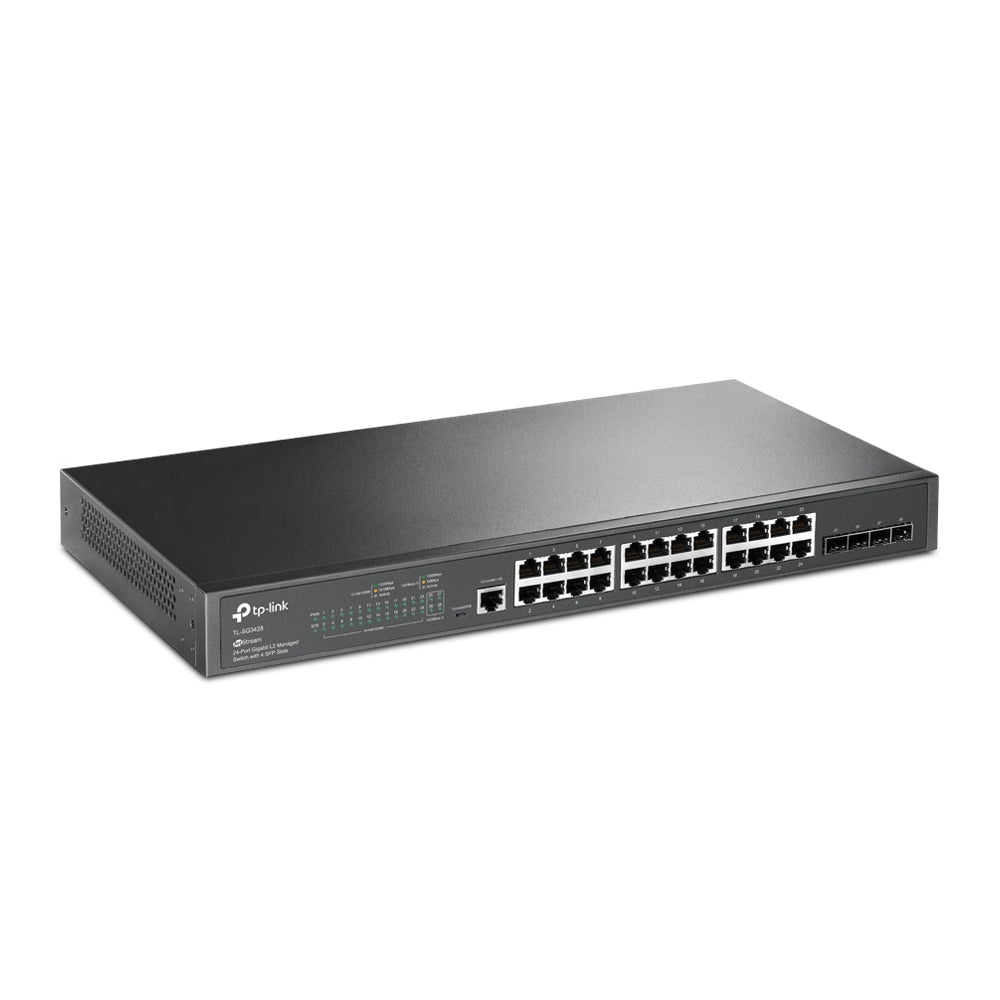 TPLink-SG3428 JetStream 24-Port Gigabit L2 Managed Switch with 4 SFP Slots - MojoTech