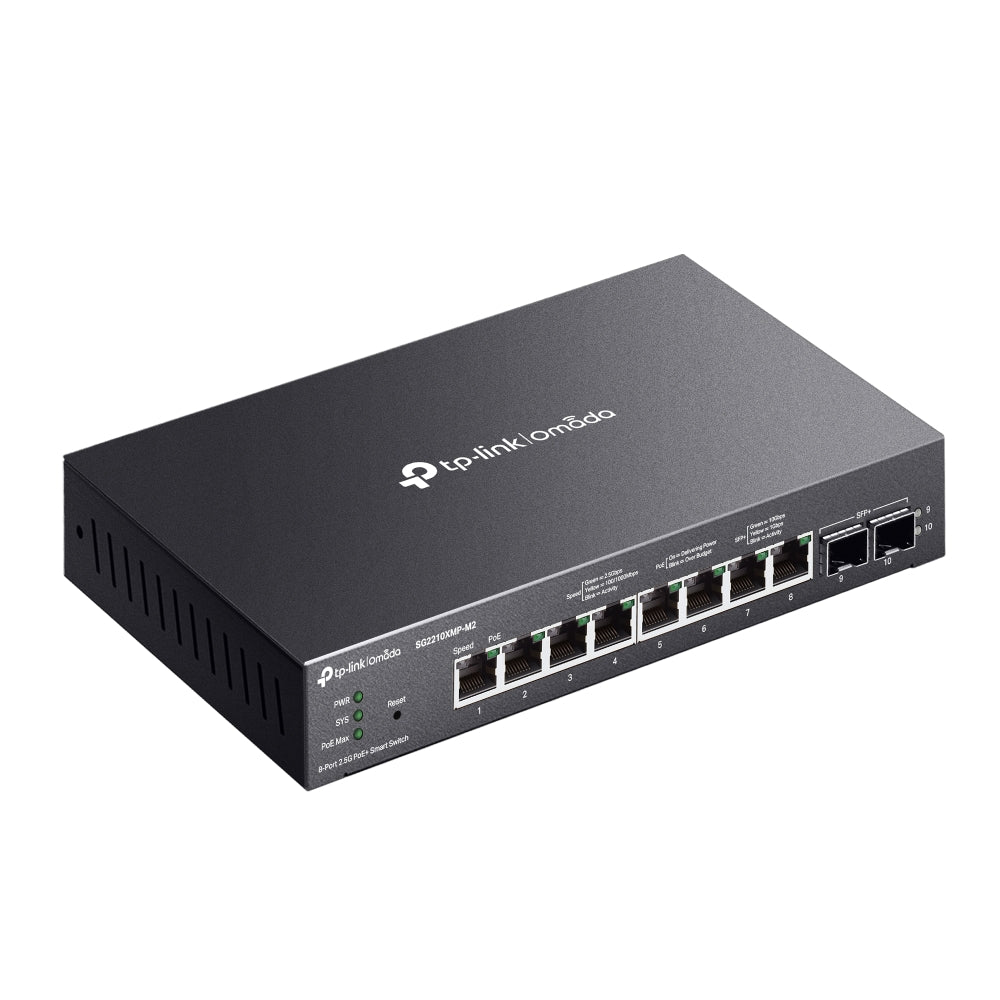 TPLink SG2210XMP-M2 Omada 8-Port 2.5GBASE-T and 2-Port 10GE SFP+ Smart Switch with 8-Port PoE+ - MojoTech