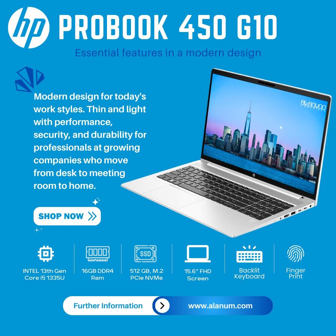 HP ProBook 450 G10, Ci5 13Th, 16GB, 512GB, 15.6" FHD, FP, BL-K, LP, Dos - Silver - MojoTech