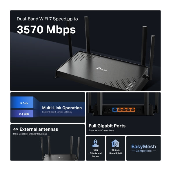 Archer BE220 BE3600 Dual-Band Wi-Fi 7 Router - MojoTech