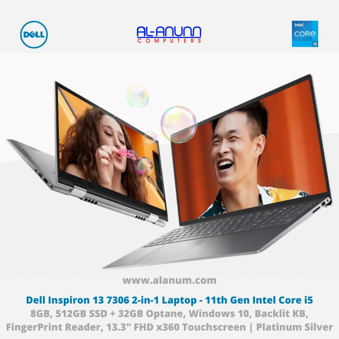 Dell Inspiron 7306, Ci5 11TH, 8GB, 512GB SSD, 32GB OPT, 13.3" FHD, X360 TOUCH, FP, BL-K, W10 - MojoTech