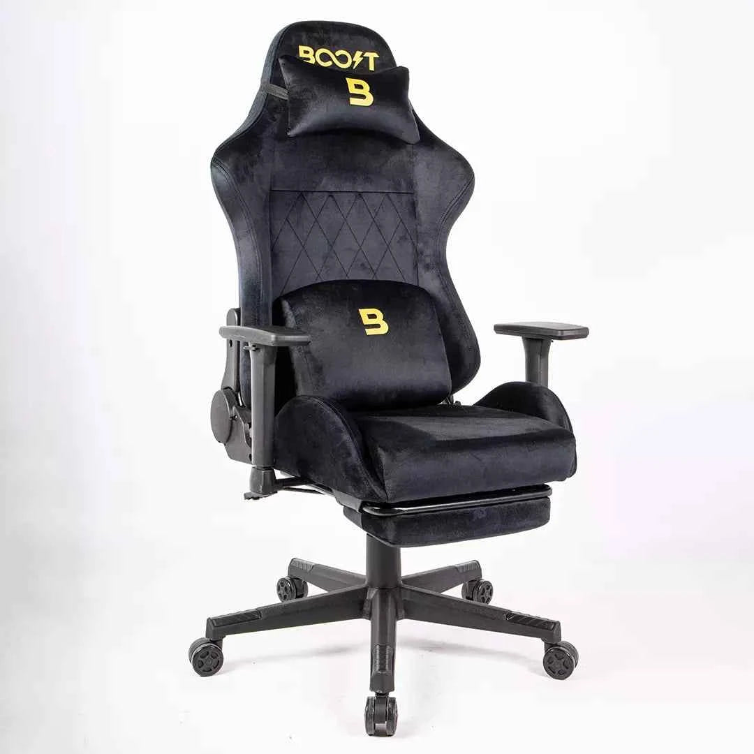 Boost Ascend Ergonomic Chair Upholstery Suede Fabric With Footrest Black