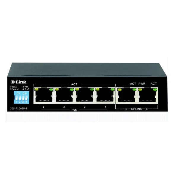 D-Link DES-F1006P-E 6-Port Unmanaged PoE Switch