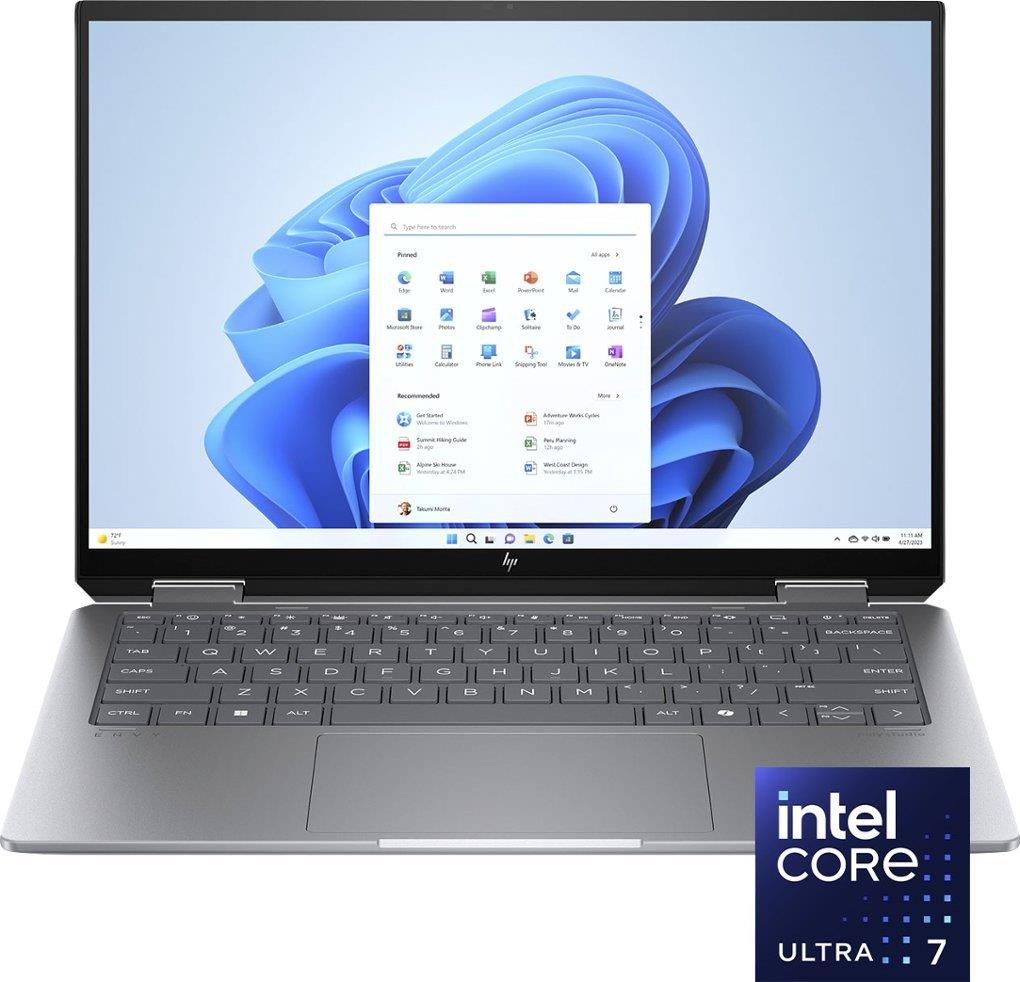 HP ENVY x360 Laptop 14-fc0023dx, Core Ultra 7 155U, 16GB, 1TB SSD, 14" WUXGA IPS Touch, BL-K, FPR, W11, Silver