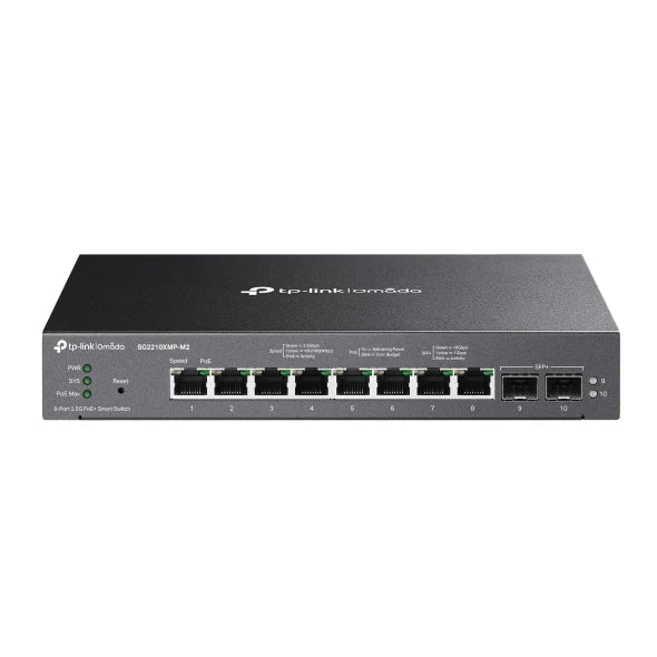TPLink SG2210XMP-M2 Omada 8-Port 2.5GBASE-T and 2-Port 10GE SFP+ Smart Switch with 8-Port PoE+