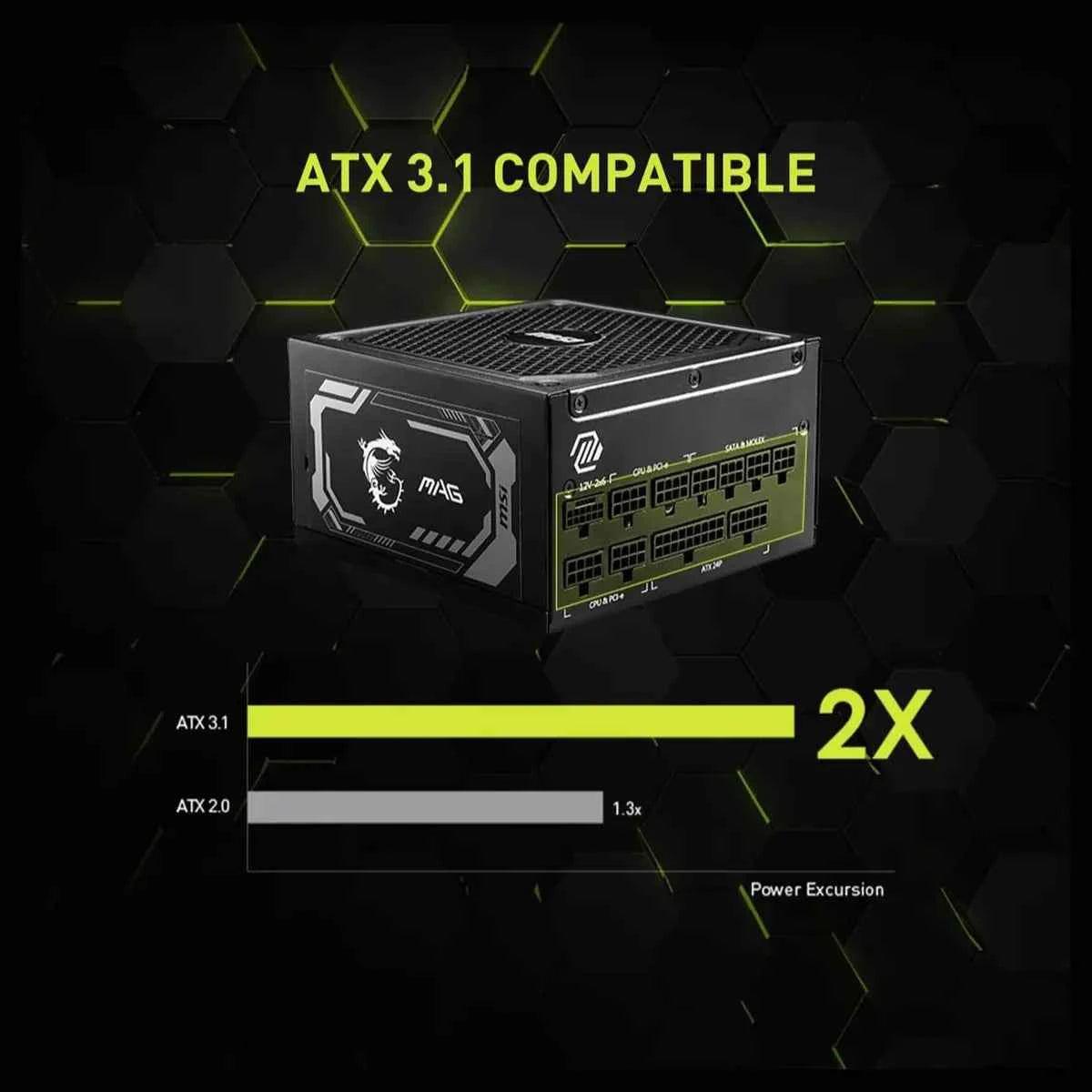 MSI MAG A1000GL PCIE5 Power Supply 1000W 80 Plus Gold Fully Modular ATX3.0