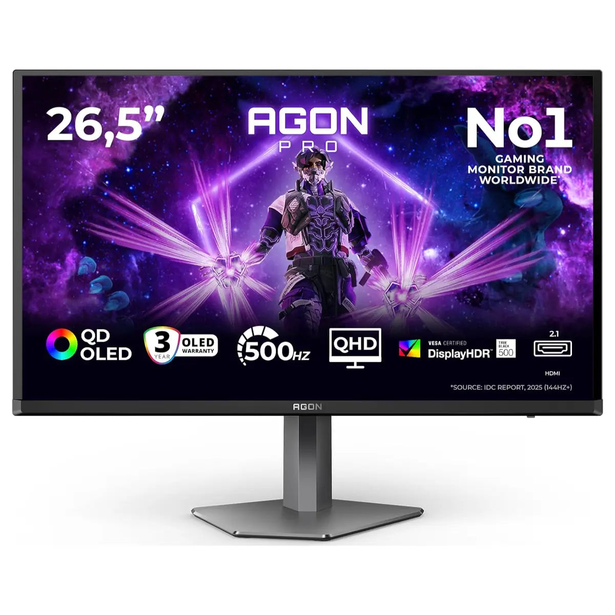 AOC AG276QKD2 26.5 Inch WQHD Monitor 500Hz QD-OLED 0.03ms GtG Adaptive Sync HDR500 TrueBlack Black