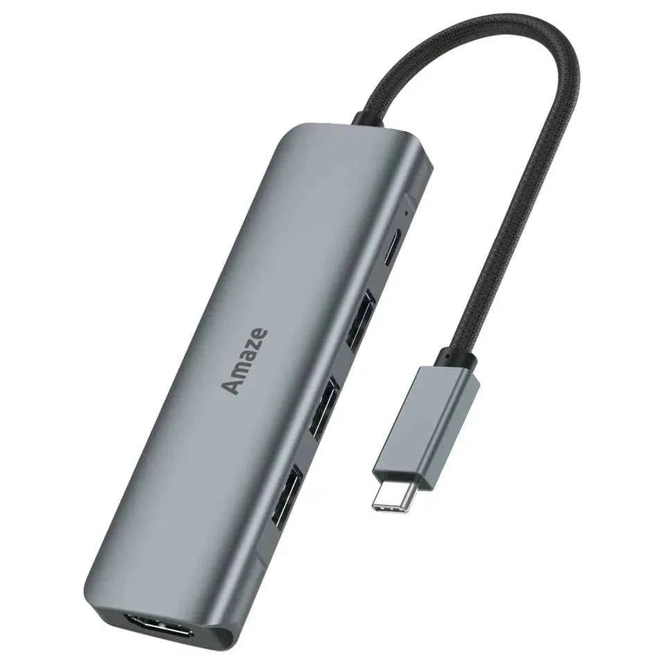 Amaze Connect Pro A325 Pro 5-in-1 Multiport Hub, 4K 60Hz HDMI, 3x USB-A 3.0, USB-C PD Up To 100W, 5Gbps Data Transfer