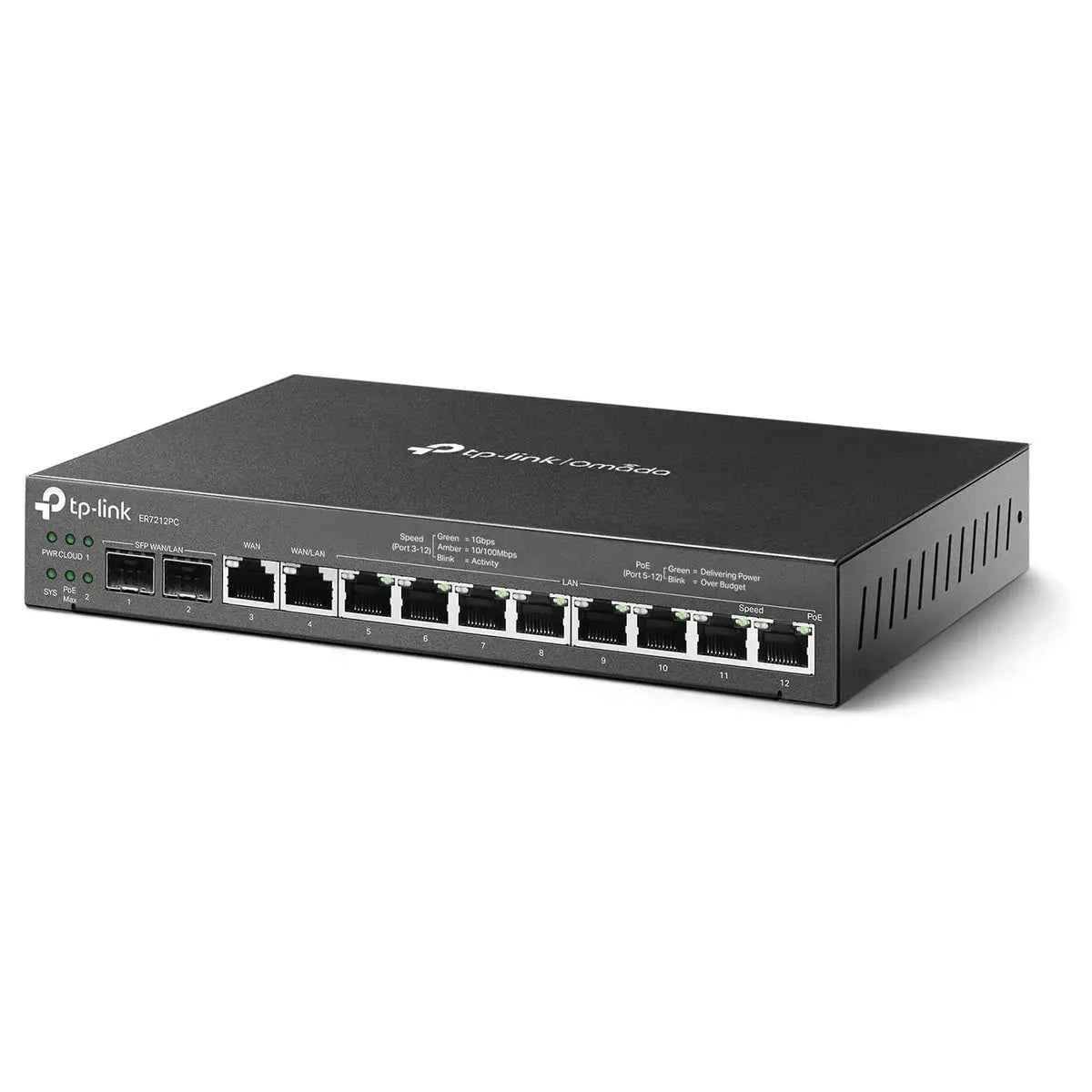 TP-Link ER7212PC Omada 3-in-1 Gigabit VPN Router, Up to 4 WAN, 8 PoE+ LAN Ports 110W, Fanless