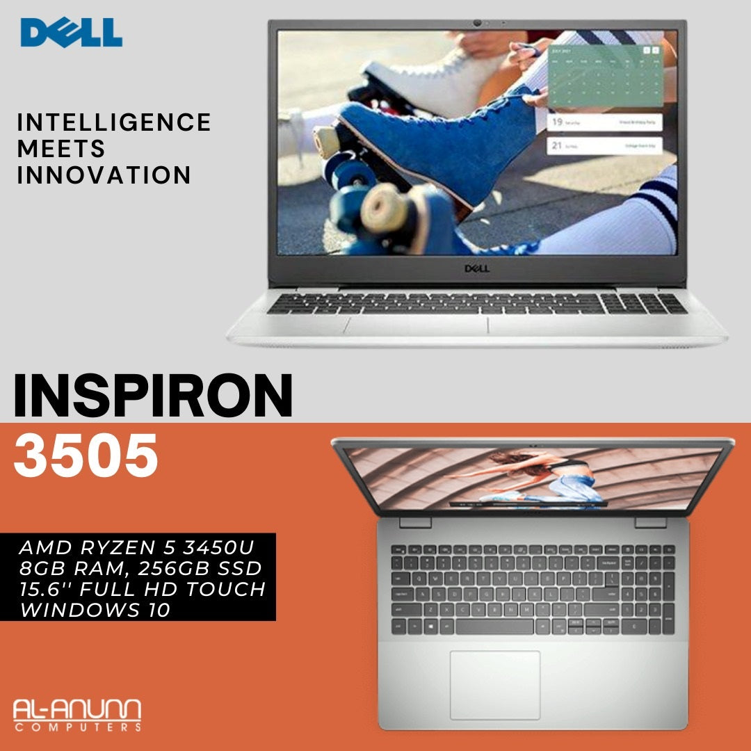 Dell Inspiron 3505, AMD RYZEN 5 3450U, 8GB, 256GB SSD, 15.6'' FHD TOUCH, W10 -BLACK - MojoTech