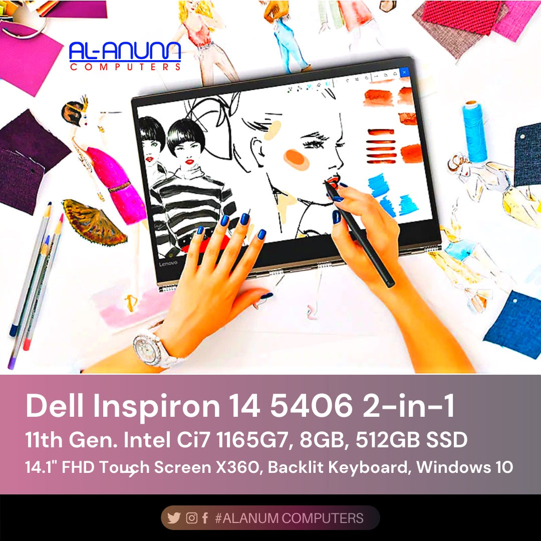 Dell Inspiron 5406 2 in 1, CI7 11TH, 8GB, 512GB SSD, 14.1" FHD Touch X360, BL-K, W10 - MojoTech