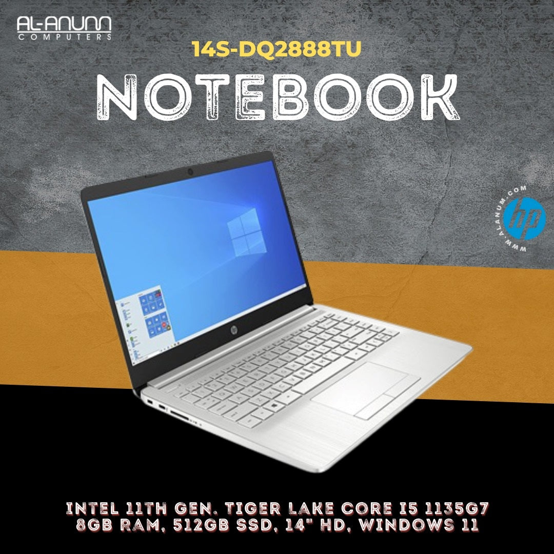 HP Notebook 14s-DQ2888TU, Ci5 11TH, 8Gb, 512SSD, 15.6" HD, W11 - Silver - MojoTech