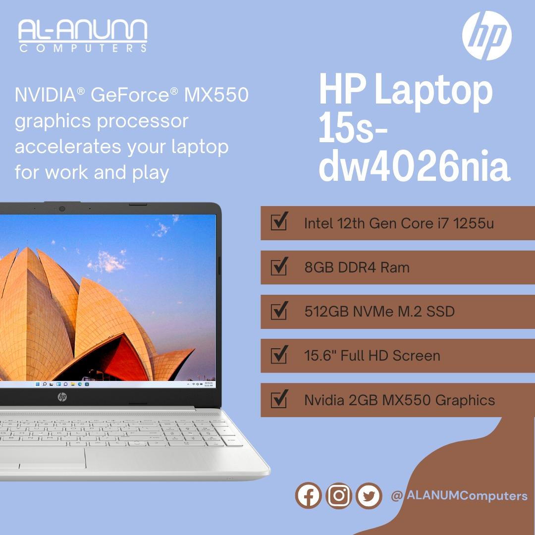 HP Notebook dw4026nia, Ci7 12TH, 8Gb, 512GB SSD, 15.6" FHD, nVidia 2GB MX 550, Dos, Silver - MojoTech