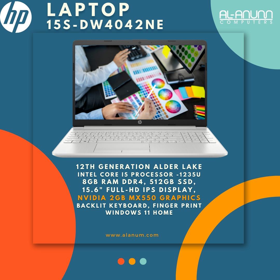 HP Notebook 15s-dw4042ne, Ci5 12TH, 8Gb, 512GB SSD, 15.6" FHD, BL-K, nVidia 2GB MX 550, FP, W11, Silver - MojoTech