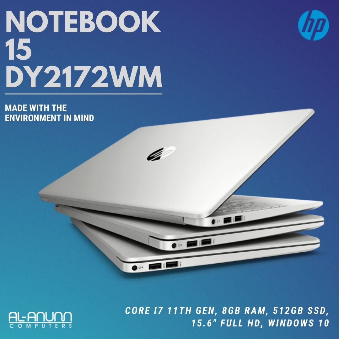 HP Notebook 15-DY2172wm, Ci7 11TH, 8Gb, 512GB, 15.6" FHD, W10 , Silver - MojoTech
