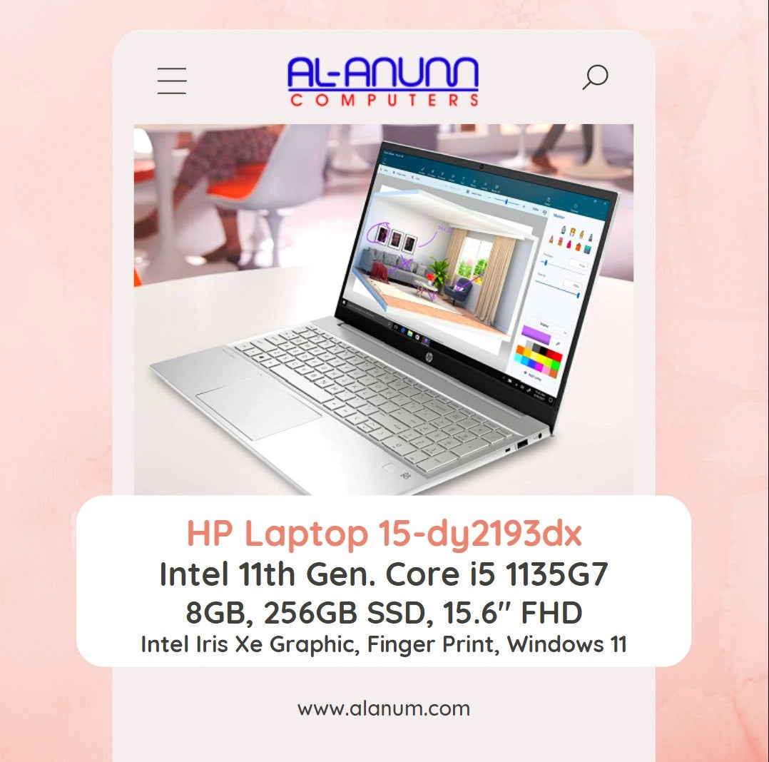 HP Notebook 15-DY2193DX, Ci5 11TH, 8Gb, 256SSD, 15.6" FHD IPS, FPR, W11, Silver - MojoTech