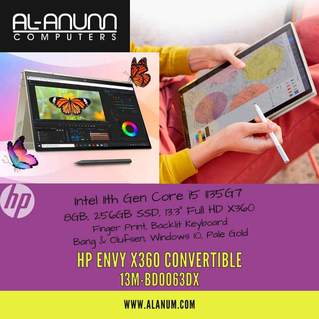 HP ENVY x360 13-bd0063dx, Ci5 11TH, 8GB, 256GB, 13.3 FHD, BL-K, B&O, FPR, W10,  Pale Gold